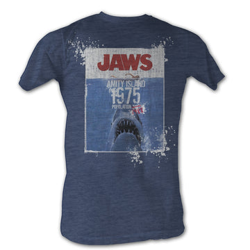 Jaws Mens S/S T-Shirt - Jaws Population - Heather Navy Heather