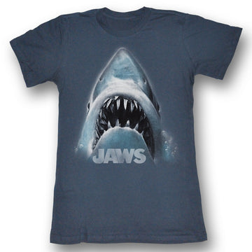 Jaws Girls Juniors S/S T-Shirt - Shark Face - Solid Navy
