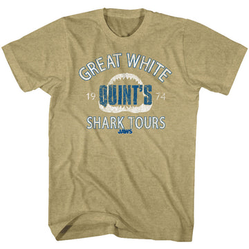 Jaws Mens S/S T-Shirt - Shark Tour2 - Heather Khaki Heather