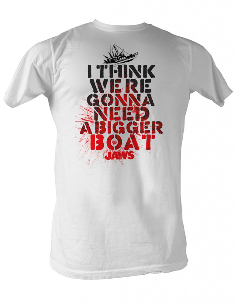 Jaws Mens S/S T-Shirt - Bigger Boat - Solid White