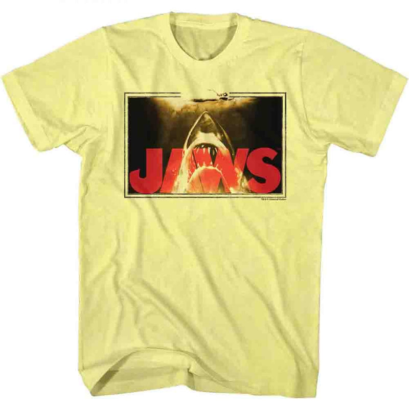 Jaws Mens S/S T-Shirt - Swim Lines - Heather Yellow Heather