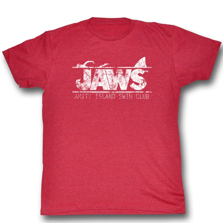 Jaws Mens S/S T-Shirt - Swim Club - Heather Cherry Heather