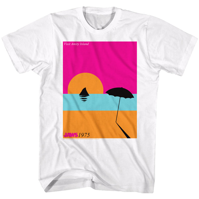 Jaws Mens S/S T-Shirt - Visiting - Solid White