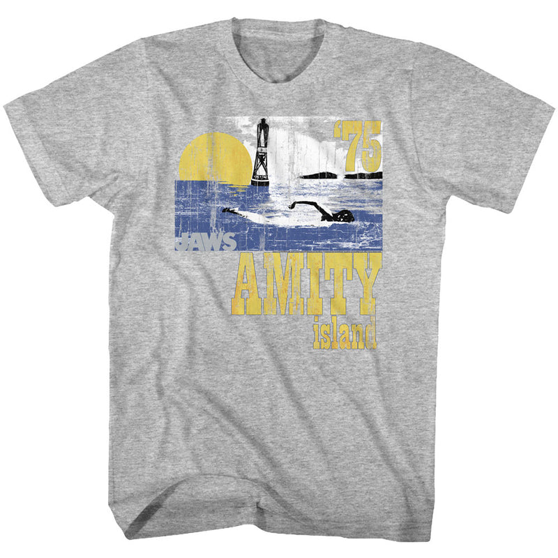 Jaws Mens S/S T-Shirt - Goin Swimming - Heather Gray Heather