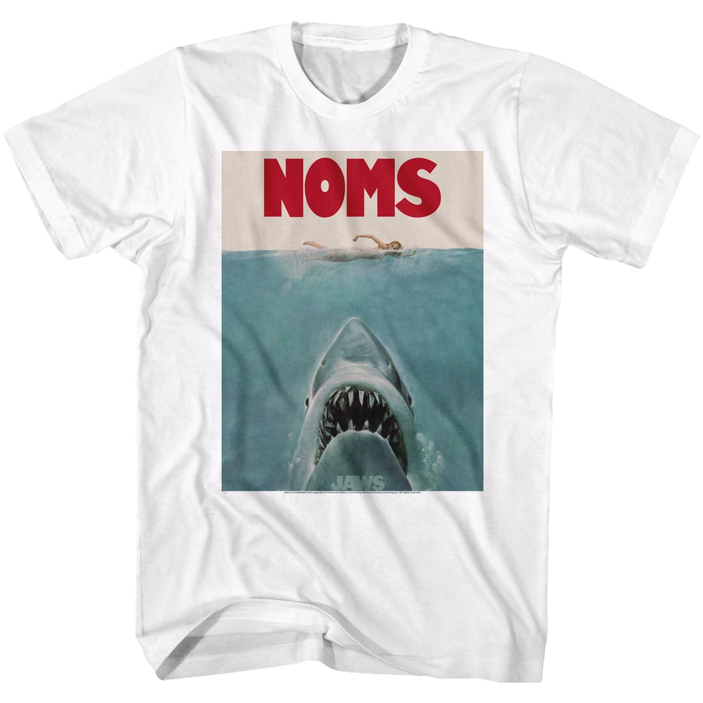 Jaws Mens S/S T-Shirt - Noms - Solid White