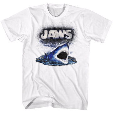 Jaws Mens S/S T-Shirt - Watch Out - Solid White