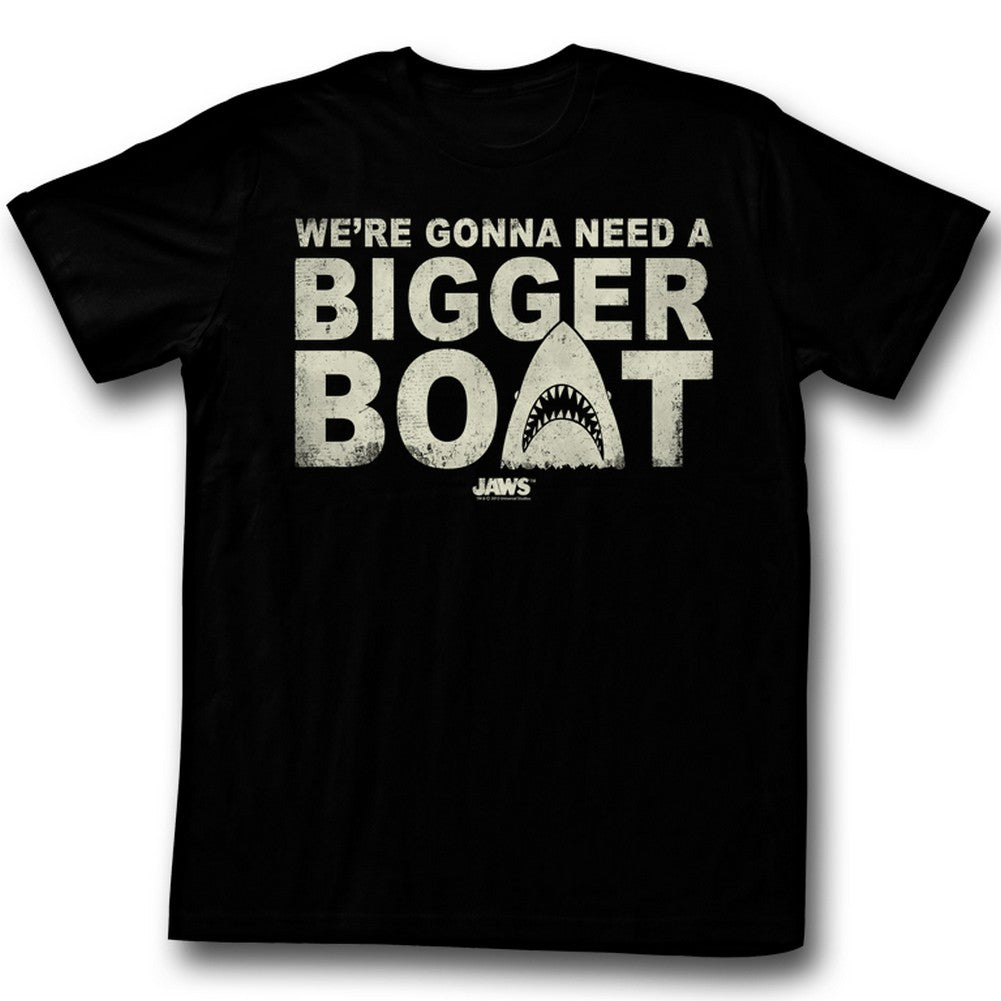 Jaws Mens S/S T-Shirt - Bigger Boat - Solid Black