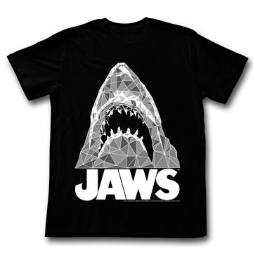 Jaws Mens S/S T-Shirt - Geometric Sharks - Solid Black