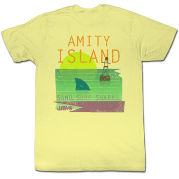 Jaws Mens S/S T-Shirt - Sandsurfsharks - Heather Yellow Heather