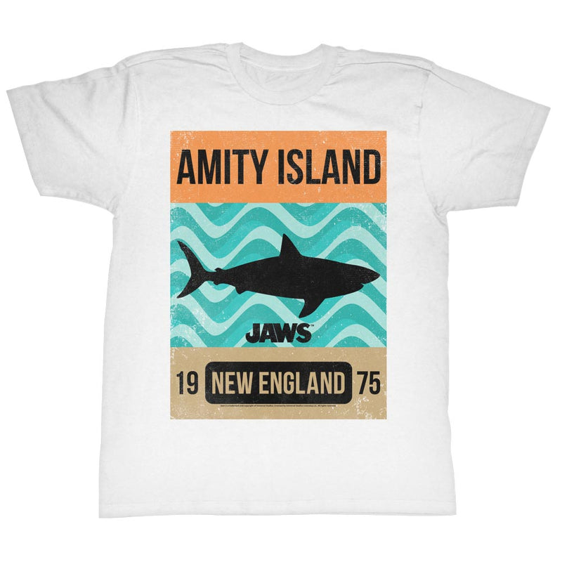 Jaws Mens S/S T-Shirt - Waves - Solid White