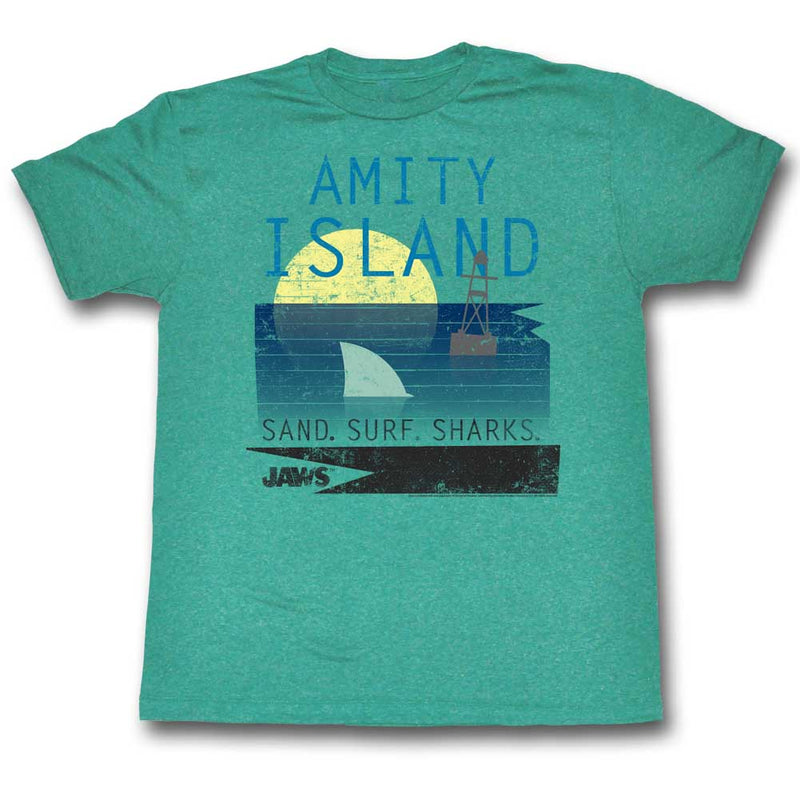 Jaws Mens S/S T-Shirt - New Colors - Heather Mahi Heather