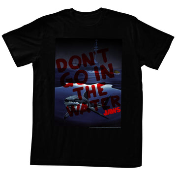 Jaws Mens S/S T-Shirt - Don?T Go In - Solid Black