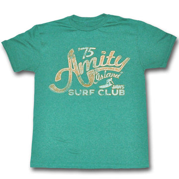 Jaws Mens S/S T-Shirt - Amity - Heather Mahi Heather