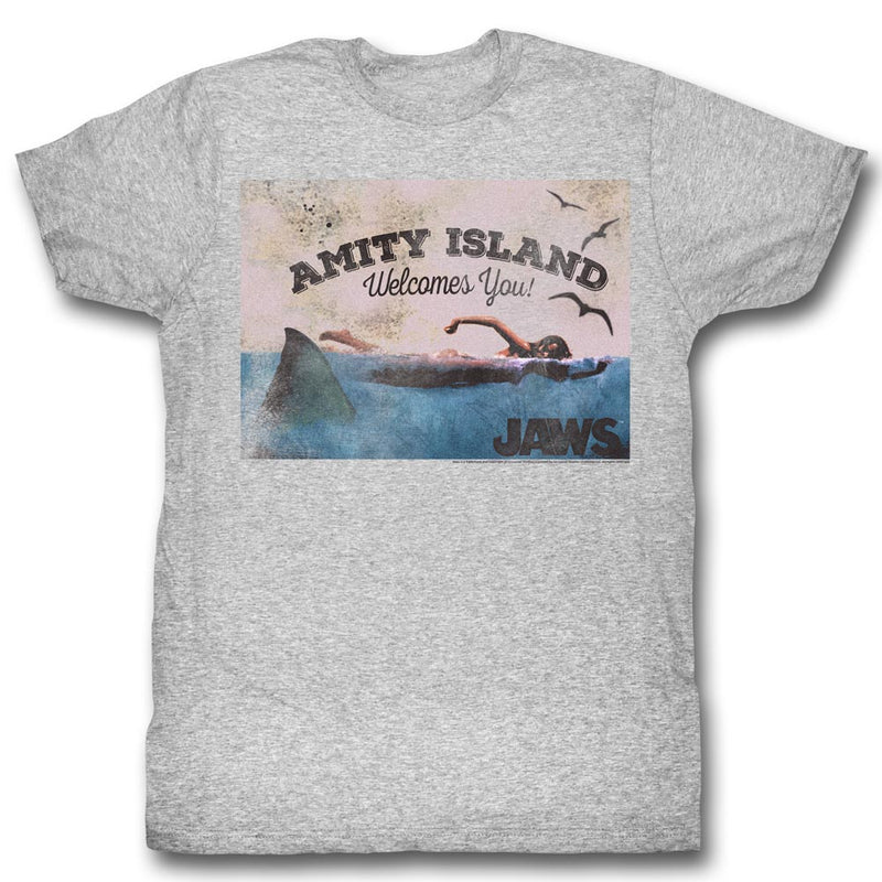 Jaws Mens S/S T-Shirt - Welcome - Heather Gray Heather