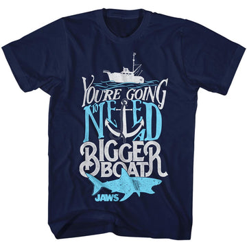 Jaws Mens S/S T-Shirt - Typography - Solid Navy