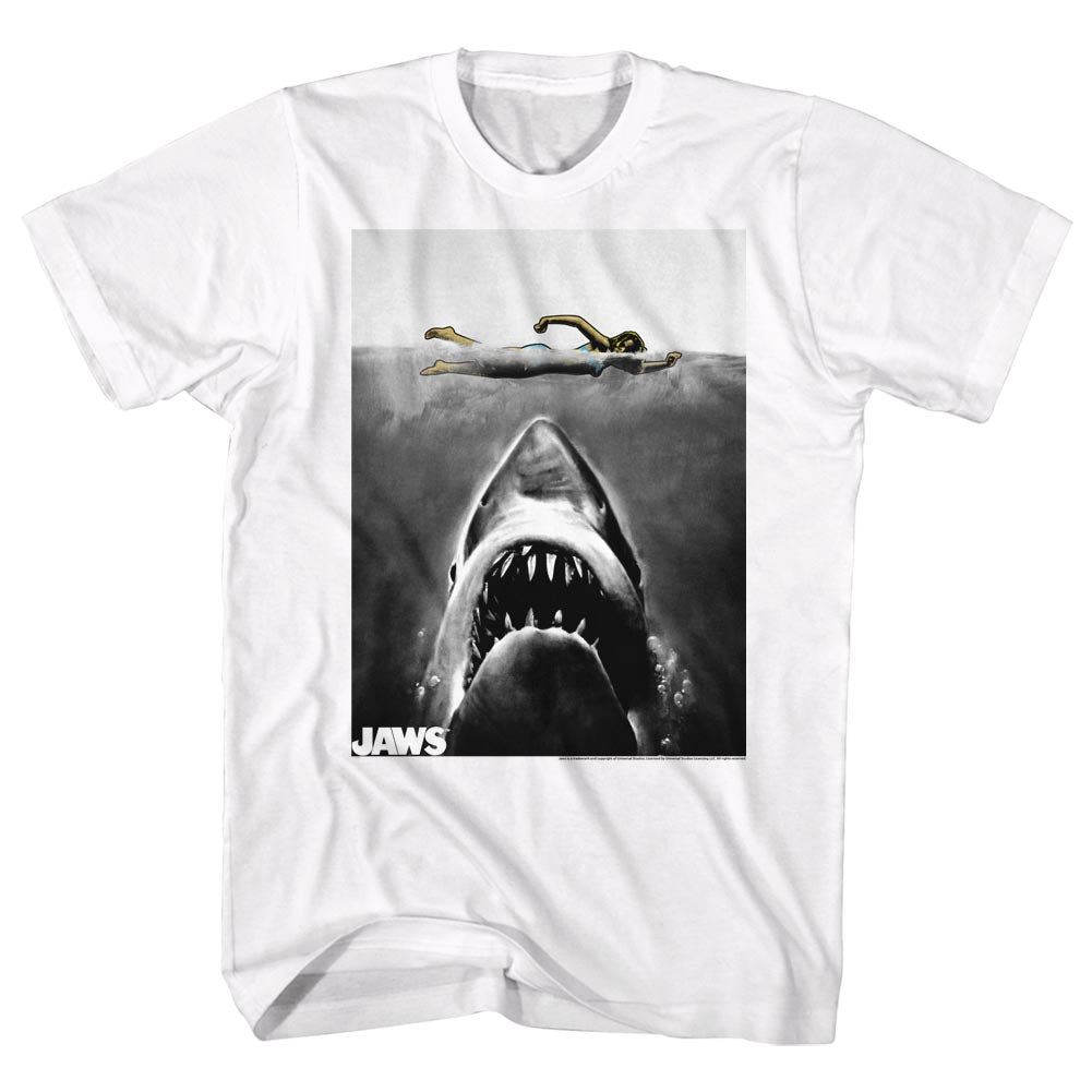 Jaws Mens S/S T-Shirt - Marco Polo - Solid White