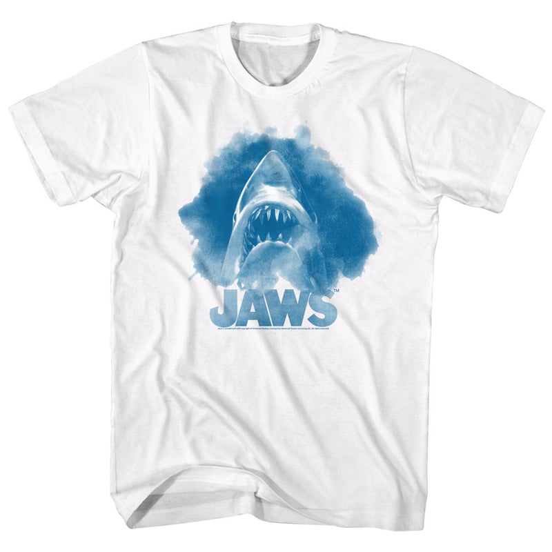 Jaws Mens S/S T-Shirt - Watercolor - Solid White