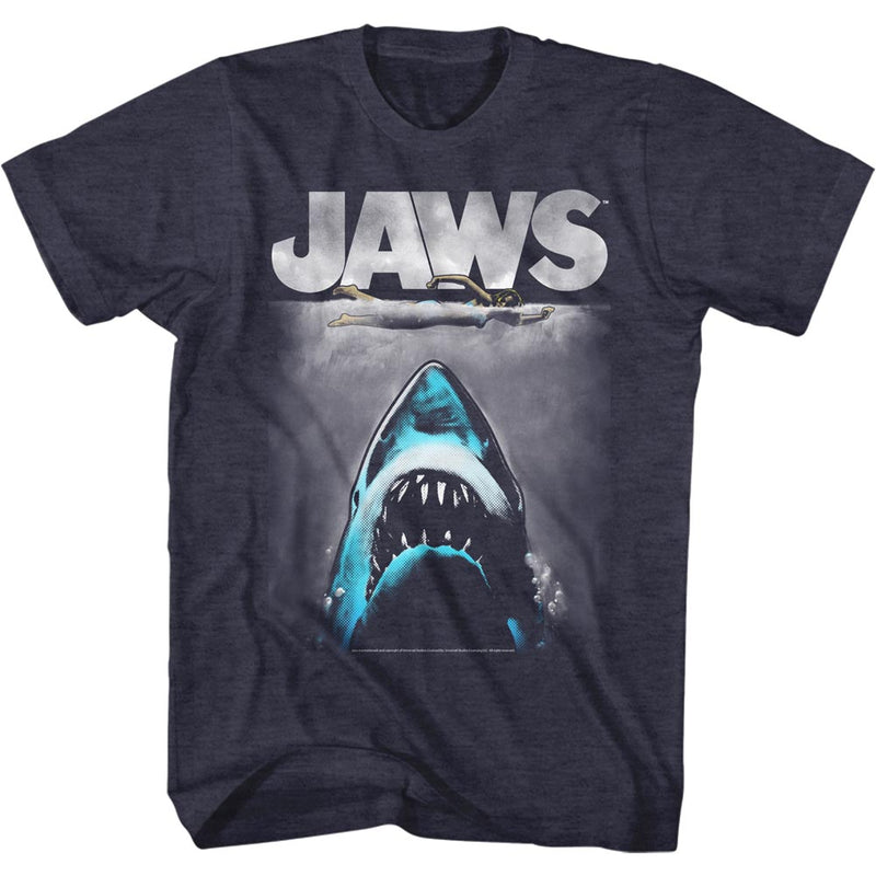 Jaws Mens S/S T-Shirt - Lichtenstien2 - Heather Navy Heather - Inmyparentsbasement.com