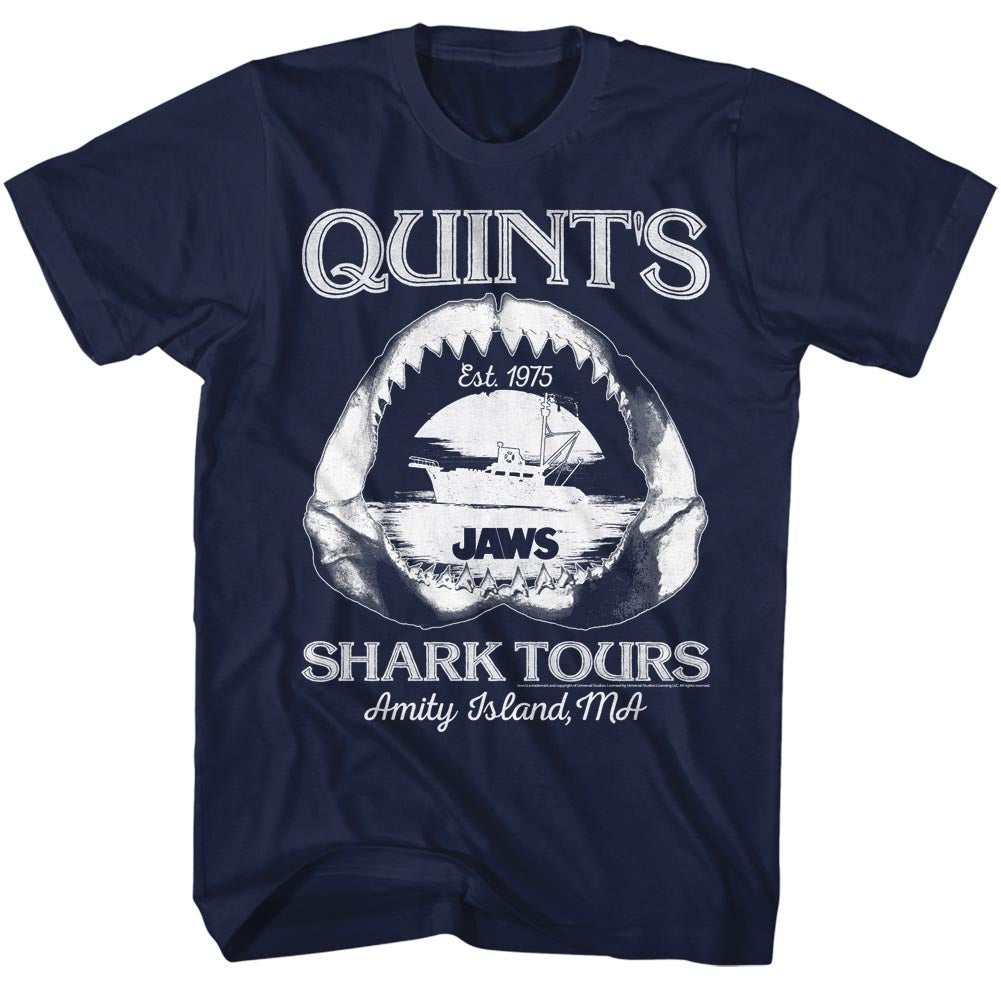 Jaws Mens S/S T-Shirt - Shark Tours - Solid Navy