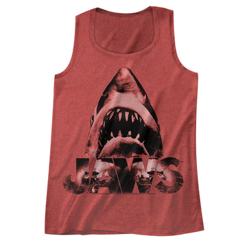 Jaws Mens  Tank - Red Jowls - Heather Red