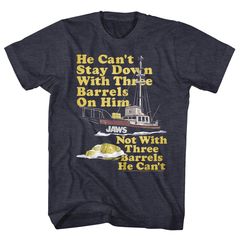 Jaws Mens S/S T-Shirt - 70S Barrels - Heather Navy Heather
