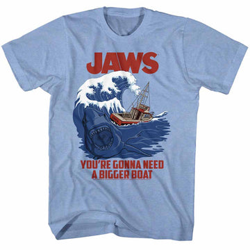 Jaws Mens S/S T-Shirt - Swell Text - Heather Light Blue Heather