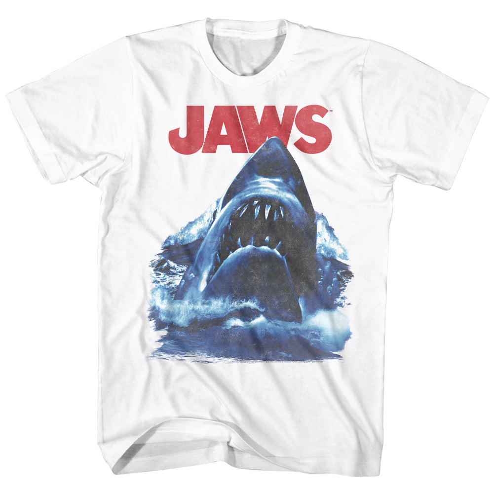 Jaws Mens S/S T-Shirt - Bad Waves - Solid White