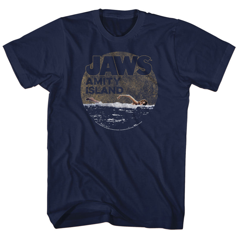 Jaws Mens S/S T-Shirt - Late Swim - Solid Navy