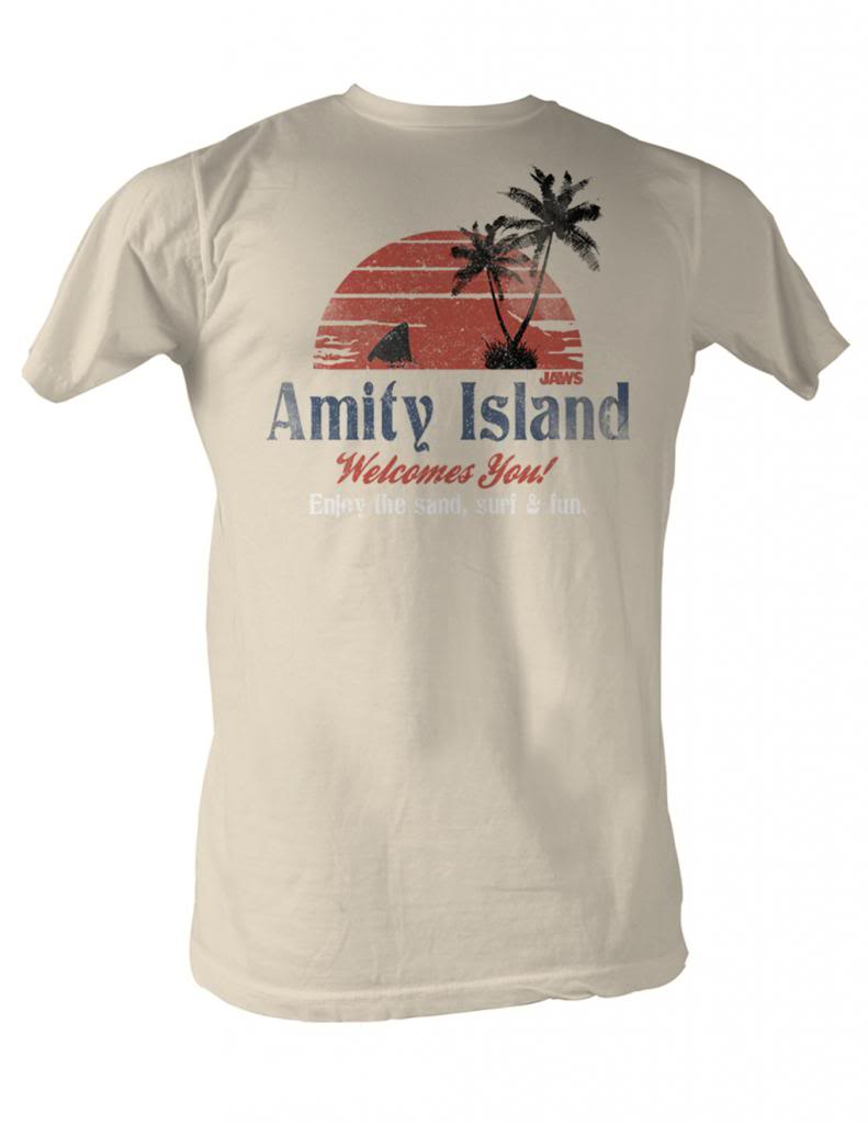 Jaws Mens S/S T-Shirt - Amity Island - Solid Natural