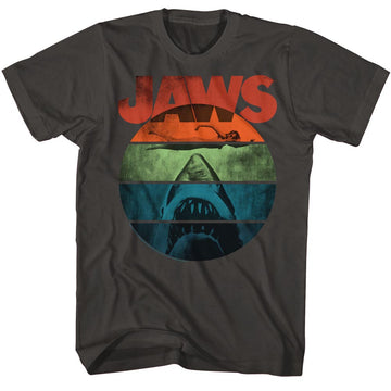 Jaws Mens S/S T-Shirt - Text Arch - Solid Smoke