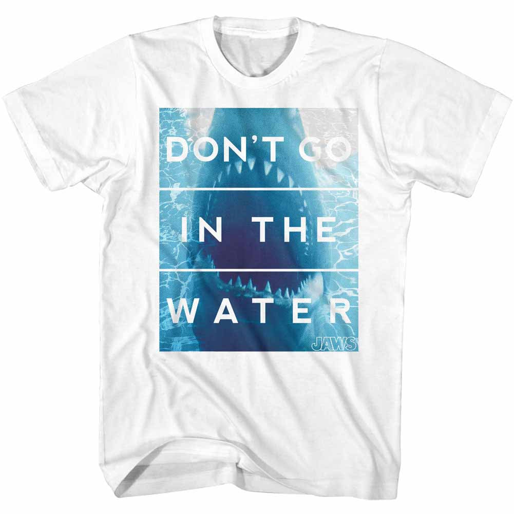 Jaws Mens S/S T-Shirt - Don't Go - Solid White