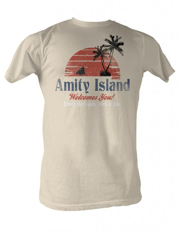Jaws Mens S/S T-Shirt - Amity Island - Solid Natural