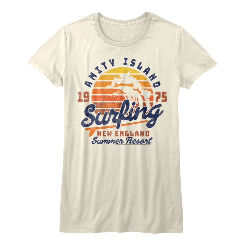 Jaws Girls Juniors S/S T-Shirt - Amity Surfing - Solid Natural
