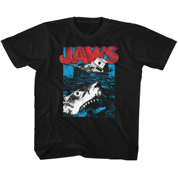 Jaws Youth S/S T-Shirt - Great White - Solid Black