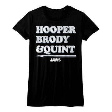 Jaws Girls Juniors S/S T-Shirt - Orca Crew - Solid Black