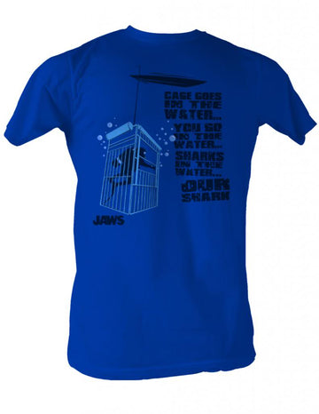 Jaws Mens S/S T-Shirt - Cage In The Water - Solid Royal