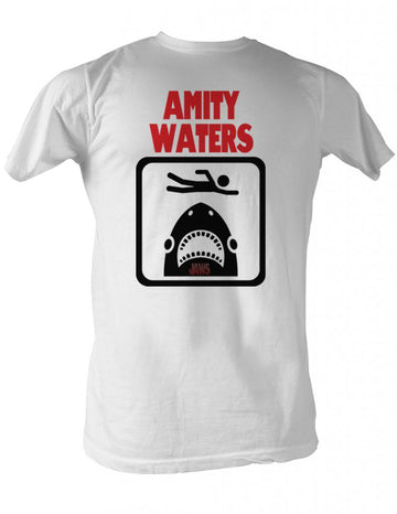 Jaws Mens S/S T-Shirt - Amity Waters - Solid White