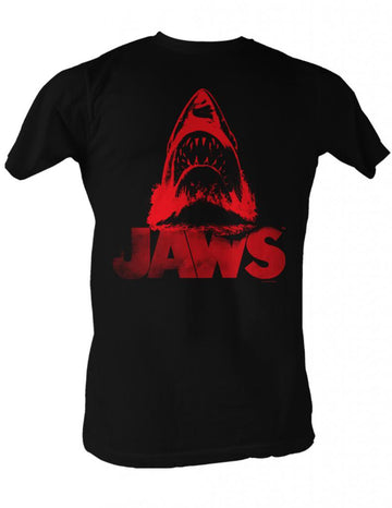 Jaws Mens S/S T-Shirt - Red J - Solid Black