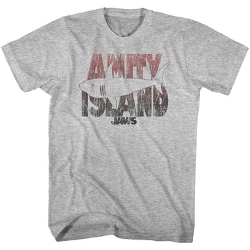 Jaws Mens S/S T-Shirt - Shark Line - Heather Gray Heather