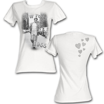 James Dean Girls Juniors S/S T-Shirt - 1955 - Solid White