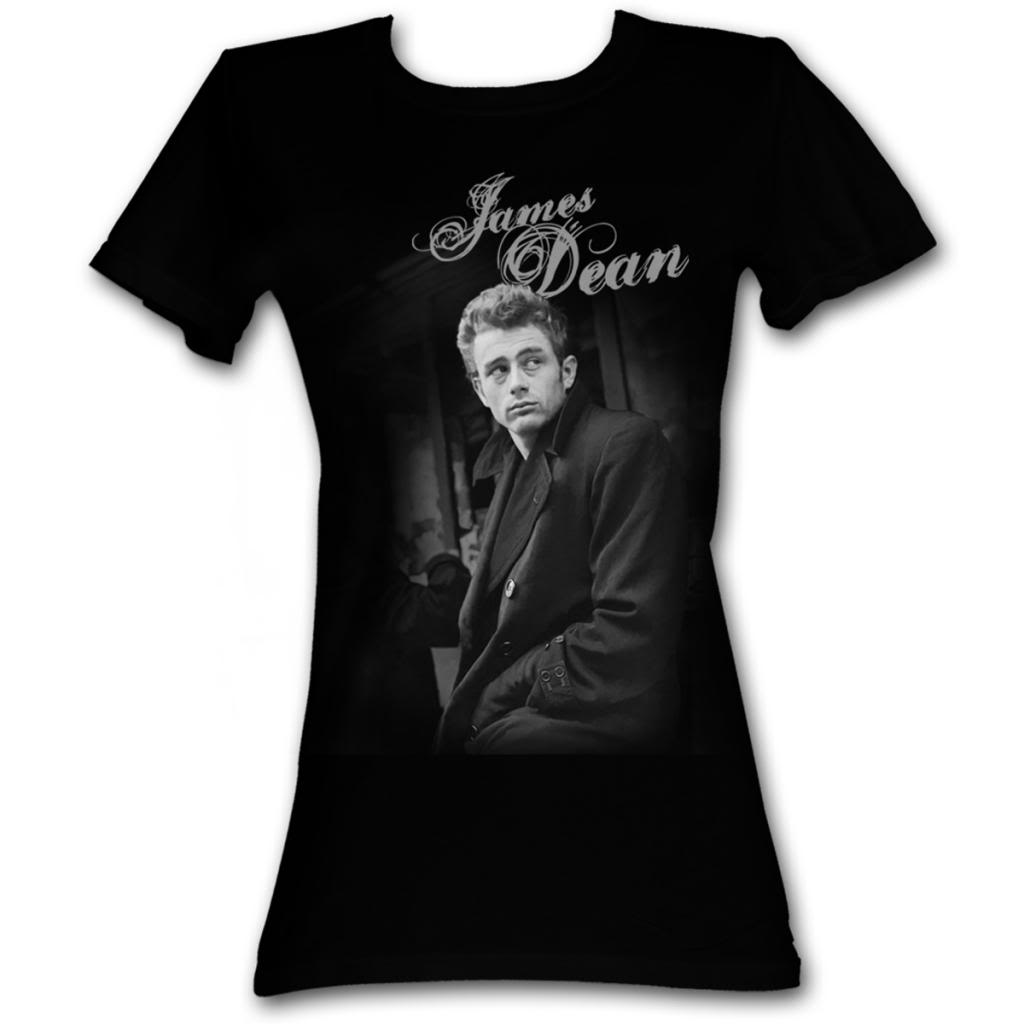 James Dean Girls Juniors S/S T-Shirt - Dean Leaning - Solid Black