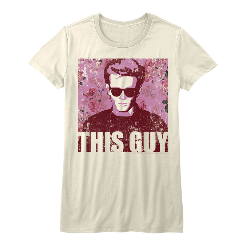 James Dean Girls Juniors S/S T-Shirt - Flowery Dean - Solid White