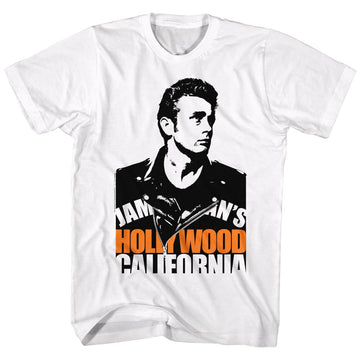 James Dean Mens S/S T-Shirt - Blocked - Solid White