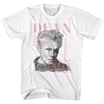 James Dean Mens S/S T-Shirt - Faded Dean - Solid White