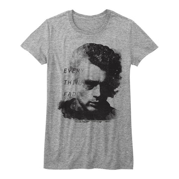 James Dean Girls Juniors S/S T-Shirt - Everything Fades - Heather Gray Heather
