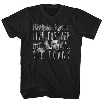 James Dean Mens S/S T-Shirt - Die Today - Heather Black Heather