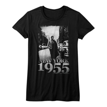 James Dean Girls Juniors S/S T-Shirt - 1955 - Solid Black