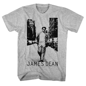 James Dean Mens S/S T-Shirt - Walk Walk - Heather Gray Heather