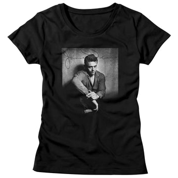 James Dean Ladies S/S T-Shirt - He'S Dark N Stuff - Solid Black