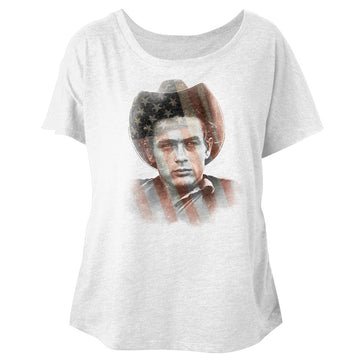James Dean Ladies S/S Dolman - Murican - Solid White